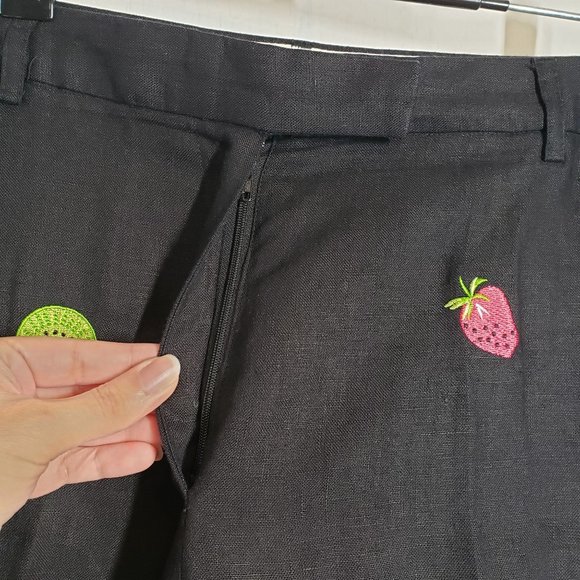 Mercer & Madison Petites Womens Linen Ankle Trouser Pant Size 12P Black Fruit - Picture 5 of 16